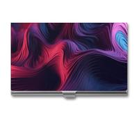VFMKT Tarjetero delgado de metal para tarjetas de visita, portatarjetas de visita, bolsillo para tarjetas de identificación, cartera con patrón de representación morada para hombres y mujeres, oficina