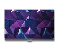 VFMKT Tarjetero delgado de metal para tarjetas de visita, portátil, bolsillo para tarjetas de identificación, cartera geométrica morada para hombres y mujeres, oficina, viajes