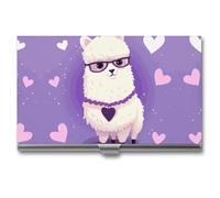 VFMKT Tarjetero delgado de metal para tarjetas de visita, portátil, bolsillo para tarjetas de nombre, amor, alpaca, morado, cartera para hombres y mujeres, oficina, viajes, Estilo, Talla única