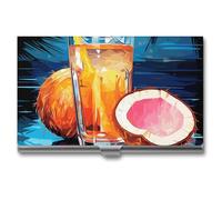 VFMKT Tarjetero delgado de metal para tarjetas de visita, portátil, bolsillo para tarjetas de nombre, cartera de jugo de coco para hombres y mujeres, oficina, viajes