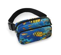VFMKT The Underwater World - Cangurera ajustable con diseño de peces tropicales para mujeres y hombres, para viajes, deportes, senderismo, 20 x 13 cm, estilo, Estilo, 20x13cm