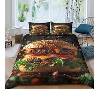VFQWPYAJN American Fast Food Style Funda Edredon Microfibra Suave Juego de 3 Piezas Estampado 3D American Fast Food Estilo Funda de Edredón con Funda de Almohada Lavables for niña Single（135x200cm）