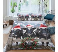 VFQWPYAJN Christmas Farm Animals Funda Edredon Microfibra 3 Piezas Compuesto Impresión 3D Cierre de Christmas Farm Animals Funda de Edredón Funda de Almohada a Juego Lavables for niña King（220x240cm）