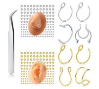 VFUN Piercing falso de puente para cejas, piercing de labio falso, bola de pico, aro de nariz falso, piercing de cara falsa