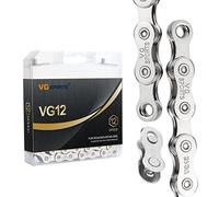 VG SPORTS Cadenas de bicicleta de 12 velocidades, cadenas de bicicleta ligeras medio huecas para bicicleta de carretera/MTB/BMX, plata/oro/titanio/arco iris con eslabón perdido…