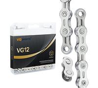 VG SPORTS Cadenas de bicicleta de 12 velocidades, cadenas de bicicleta ligeras medio huecas para bicicleta de carretera/MTB/BMX, plata/oro/titanio/arco iris con eslabón perdido…