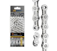 VG SPORTS Cadenas de bicicleta de 6/7/8/9/10/11 velocidades, cadenas de bicicleta ligeras medio huecas para bicicleta de carretera/MTB/BMX, plata/oro/titanio/arco iris con eslabón perdido