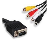 VGA to S Video 3 RCA AV Adapter Converter Connector Cable for PC Laptop, Composite Audio Video Conversion Cable, 15 Pin VGA to AV TV Adapter