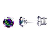 VGACETI Pendientes de titanio, hipoalergénicos con rosca G23, grado de implante, 20 G, aretes de diamante de imitación de titanio para orejas sensibles, 5 mm, aretes de tuerca de circonita cúbica 5A