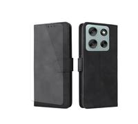 VGANA Funda para Motorola Edge 70, Funda de Cuero PU de Cartera Patrón de Moda Simple Bookstyle Carcasa. Negro