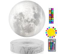 VGAzer Lámpara de luna flotante, 16 colores LED luz de luna, impresión 3D levitación magnética luz nocturna para decoración del hogar, control remoto y brillo ajustable - Regalos de cumpleaños para