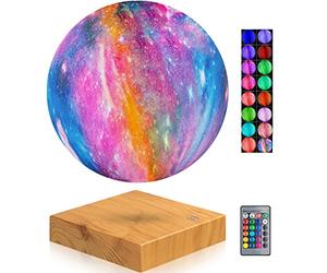 VGAzer Lámpara de luna levitante. Flotante y girando en el aire, lámpara de noche para oficina, hogar, decoración, regalos. Navidad (superficie de galaxia de 16 colores)