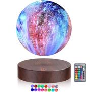 VGAzer Lámpara de luna levitante flotante y giratoria en el aire libremente con luces LED que cambian gradualmente entre 7 colores, luz decorativa para niños, amantes y amigos (base redonda)
