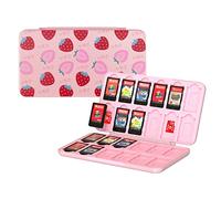 VGBUS 24-Slot Switch Game Case for Switch Game Cards and Mirco SD Cards, Switch Cartridge Case Compatible with Nintendo Switch&Switch OLED Game Card (Strawberry)
