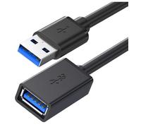 VGE Alargador USB 3.0 Cable Extensión Macho Hembra 2 Metros Negro - Transmisión Ultra Rápida 5 Gb/s, Compatible con PC, Portátil, PS4, Smart TV, Impresora, teclados, ratones, Disco Duro Externo y Más