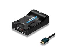VGE Convertidor Euroconector a HDMI Adaptador Scart to HDMI - Convierte Señal Analógica (DVD/VHS) a Digital HD para TV/Proyector, Soporta PAL/NTSC, Plug & Play, con Cable Alimentación Negro