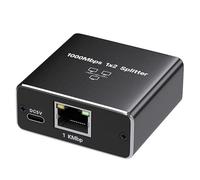 VGE Divisor Ethernet de 1 a 2 de 1000 Mbps, Gigabit LAN con cable de alimentación tipo C, conmutador de red RJ45, 2 puertos para PC, portátil, PS5, Smart TV, distribuidor de Internet, compatible con