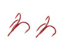 VGEBY 100 Anzuelos Triples de Pesca, Anzuelos Rojos de Acero Al Carbono con Largo y Punta Afilada, para Accesorios de Pesca en Agua Dulce y Salada. (# 8 Roja (100 Piezas/Paquete))