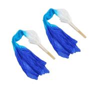 VGEBY 2 Uds 1,5 M Seda Artificial Danza del Vientre Abanico de bambú Tricolor Cuadrado Abanico de Baile Accesorios de Baile Blanco Cian Azul