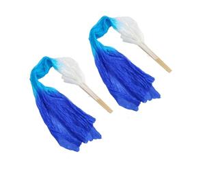 VGEBY 2 Uds 1,5 M Seda Artificial Danza del Vientre Abanico de bambú Tricolor Cuadrado Abanico de Baile Accesorios de Baile Blanco Cian Azul