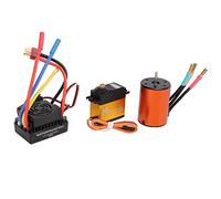 VGEBY 3650 3900KV Juego de Motor sin Escobillas, 60A ESC 20 Kg Engranaje de Dirección Impermeable para Coche 1/10 RC, con Carcasa de Aluminio CNC Motor de Alto par Protección contra