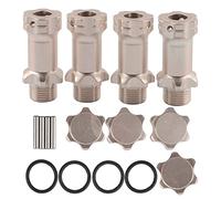 VGEBY 4 Ensanchadores Espaciadores de Ruedas de Aluminio RC de 17 Mm, Adaptador Resistente para Autos Modelo con Relación 1:8, Actualización Duradera con Extensión de Cubo Hexagonal de 30 Mm (Color