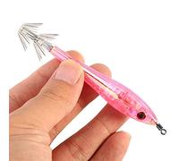 VGEBY 5 Uds 9,5 Cm Molde de calamar de plástico, 6 colores con ganchos divididos afilados de doble capa y giratorio incorporado, para pesca de agua dulce y salada (PINK)