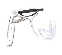 VGEBY Afinador de Cejilla para Guitarra, Cejilla para Guitarra Eléctrica Acústica 2 en 1 con Batería Recargable USB y LED a Todo Color, para Músicos Profesionales y Principiantes (SILVER)