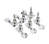 VGEBY Afinadores de Bloqueo Completamente Cerrados, 6 Clavijas de Afinación de Guitarra Cuadradas Pequeñas, Clavijas de Cuerda de Metal 3L 3R con Engranajes Internos Resistentes, para (SILVER)