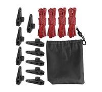 VGEBY Agarre de Bloqueo de Clips para Lona, Abrazaderas para Lona PA con Tornillo de Pulgar Ajustable, 14 Clips Resistentes para Tienda de Campaña con 4 Cuerdas Reflectantes para Cubierta de (Rojo)