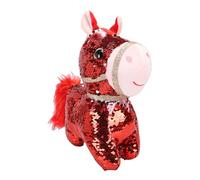 VGEBY Animal de Peluche de Caballo, Juguete de Peluche de Lentejuelas con Expresiones Faciales Realistas, Niños y Decoración del Hogar (Oro Rojo)