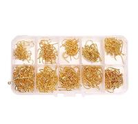 VGEBY Anzuelos de Pesca, Anzuelos Circulares con Púas de Acero con Alto Contenido de Carbono, Caja de 500 Piezas, Entusiastas de la Pesca en Agua Salada y Dulce (El Tubo Dorado Paga