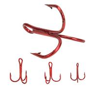 VGEBY Anzuelos de Pesca Kit de anzuelos triples 100 Uds Rojo Acero de Alto Carbono Fuerte Afilado Redondo Curva Anzuelo Accesorios de Pesca(6#)