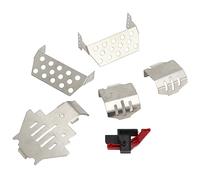 VGEBY Armadura de Chasis de Coche RC de 6 Piezas, Placa Protectora de Chasis de Armadura de Metal con Interruptor de Reinicio ESC para Coche RC 1/10