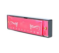 VGEBY Armónica de 10 hoyos en llave C, órgano de boca estándar profesional, instrumento pequeño y ligero para música blues, jazz y country (rojo rosa)