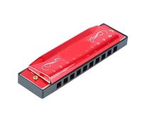 VGEBY Armónica de 10 hoyos en llave C, órgano de boca estándar profesional, instrumento pequeño y ligero para música blues, jazz y country (rojo)