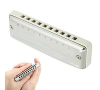 VGEBY Armónica de Blues compacta 10 Agujeros Mouthorgan Bb Llave Acero Inoxidable ABS Resina Instrumento de Viento para Profesionales (BLANCO)