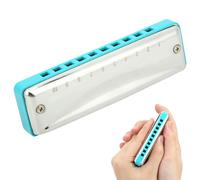 VGEBY Armónica de Blues Duradera, 10 Agujeros, órgano Bucal, Llave G, Resistente Al Agua, Acero Inoxidable, Resina ABS, Instrumento de Viento para una Larga Vida útil (azul) (BLUE)