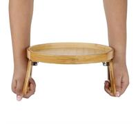 VGEBY Bandeja de Brazo de sofá de bambú Resistente, sin Montaje, Mesa con Clip para Controles Remotos y Teléfonos para Espacio Limitado (Rojo)