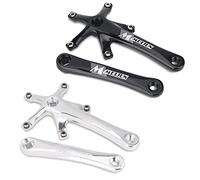 VGEBY Bielas de Bicicleta, Brazos de Biela Izquierda y Derecha para Bicicleta de Velocidad Única(Plata)