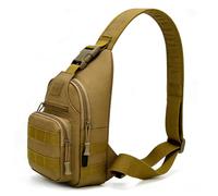 VGEBY Bolso Bandolera de Lona Impermeable, Ligero, para Colgar en el Pecho, Ideal para Deportes Al Aire, Pesca, con Múltiples Compartimentos y Correas ajustables. (BROWN)