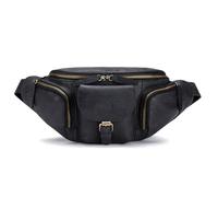 VGEBY Bolso de Hombro, Riñonera de Piel de Vaca, Bolso de Pecho de Cuero Vintage con Correa Ajustable y Diseño de Múltiples Bolsillos para Deportes Al Aire, Viajes de Ocio (BLACK)