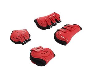 VGEBY Botas Ligeras para Patas Traseras de Caballo, Protección Duradera para Menudillo para Entrenamiento de Salto, 2 Unidades, Color Rojo (Grande)