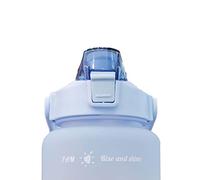 VGEBY Botella de agua motivacional de 2000 ml Paja abierta con un solo clic, escala precisa y boca ancha, sin fugas sin BPA para correr, caminar, andar en bicicleta (azul claro)