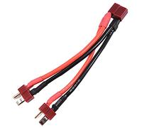 VGEBY Cable Adaptador Paralelo con Enchufe en T, Conector 1 Hembra a 2 Macho 14 AWG para Baterías Lipo 2S-6S, con Cable de Silicona para Carga Multicóptero RC Quadcopter