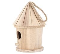 VGEBY Casa para Pájaros Colgante de Madera, Nido Redondo Natural DIY para Jardín, Caja Nido para Pájaros Creativa para Exteriores, Casa para de Madera de Paulownia Ecológica para Fiestas Infantiles