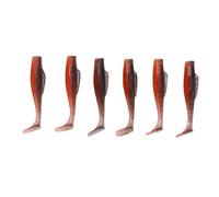 VGEBY Cebo de Pesca, Señuelo de Pesca con Cola en T, Cebos de Silicona Suave de Doble Color, 6,7 Cm, Realista con Acción de Natación Natural para Trucha (Paquete de 6 Piezas)