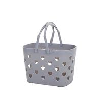 VGEBY Cesta Portátil para Ducha de Gran Capacidad con Bordes Más Suaves y Diseño de Asa para Facilitar su Transporte en Baños o Dormitorios Hecha de Plástico Resistente (GREY)