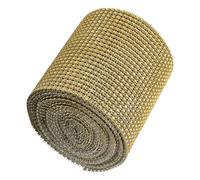 VGEBY Cinta de Malla de Plástico con Diamantes de Imitación para Joyería DIY y Decoraciones de Boda, 10 Yardas Gruesas con Estilo único (GOLD)