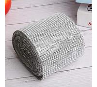 VGEBY Cinta de Malla de Plástico con Diamantes de Imitación para Joyería DIY y Decoraciones de Boda, 10 Yardas Gruesas con Estilo único (SILVER)